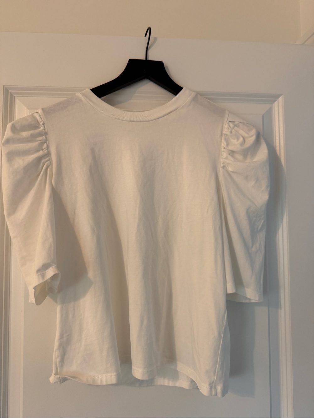 Frame Denim White Puff Sleeve Tee
